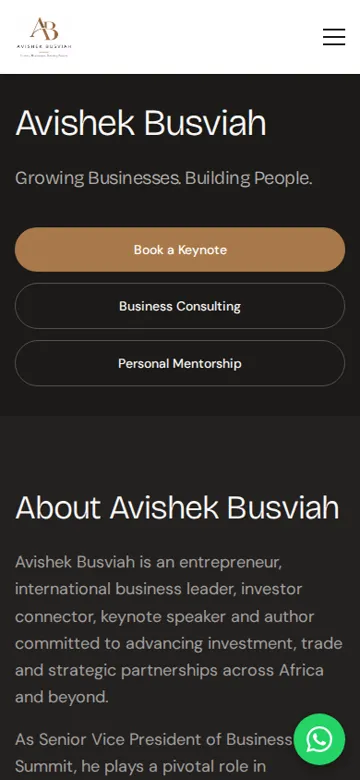 Avishek Busviah website on a phone