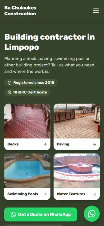 Ba Chulaukes Construction website on a phone
