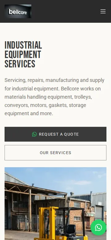 Bellcore website on a phone