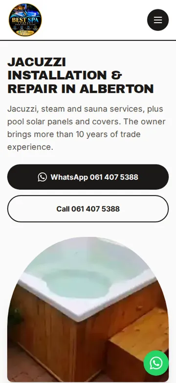 Best Spa Company website on a phone