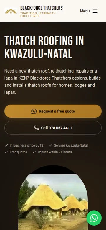 Blackforce Thatchers website on a phone