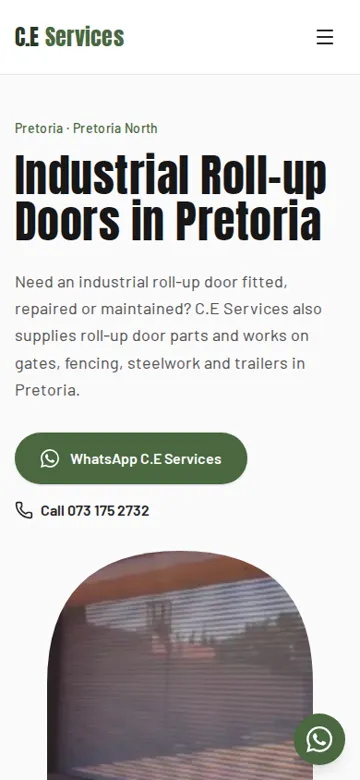 C.E Services website on a phone