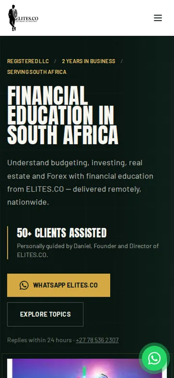 ELITES.CO website on a phone