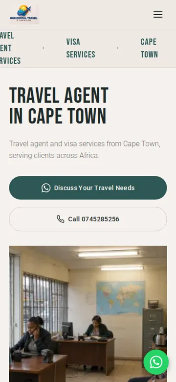 Horizontal Travel website on a phone