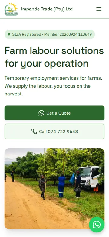 Impande Trade website on a phone
