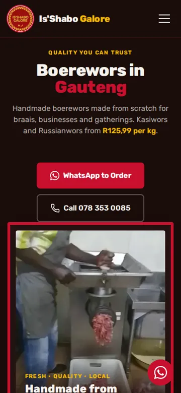 Is’Shabo Galore website on a phone