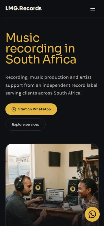 LMG Records website on a phone