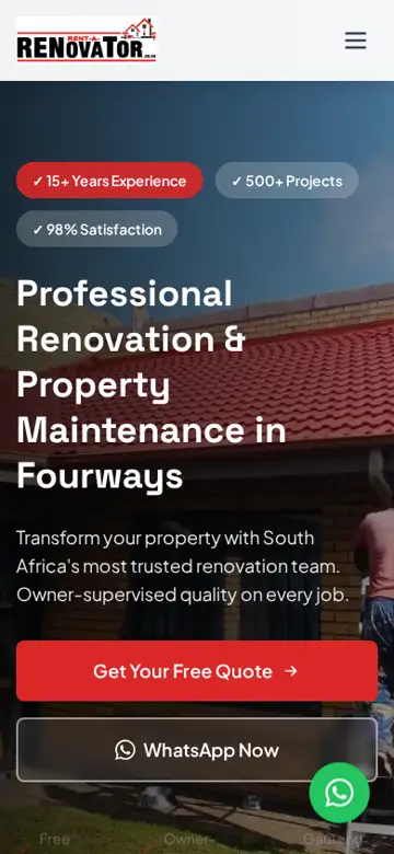Rent A Renovator website on a phone