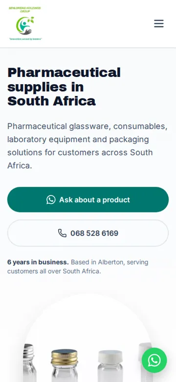 Sehlomeng Holdings Group and Logistics website on a phone