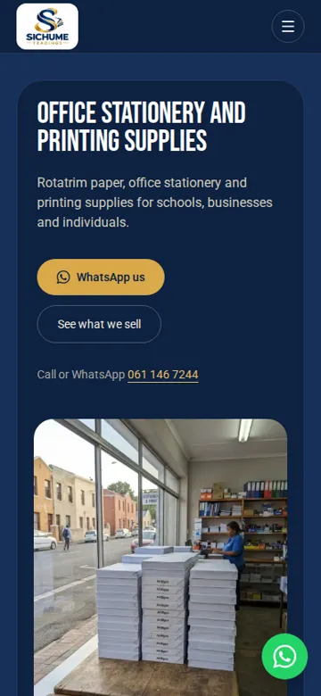 Sichume Tradings Pty Ltd website on a phone
