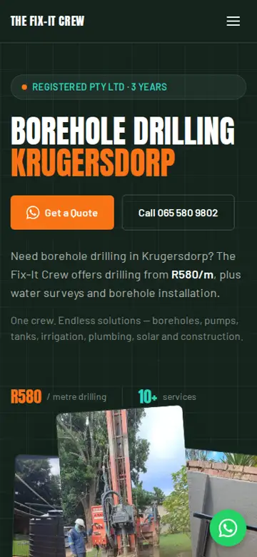 The Fix-It Crew Engineers website on a phone