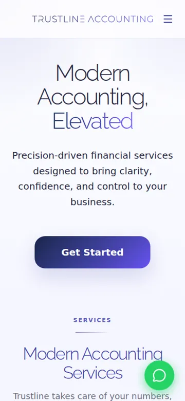 Trustline Accounting website on a phone