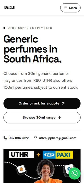 UTHR website on a phone