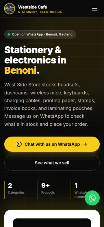 West Side Store website on a phone